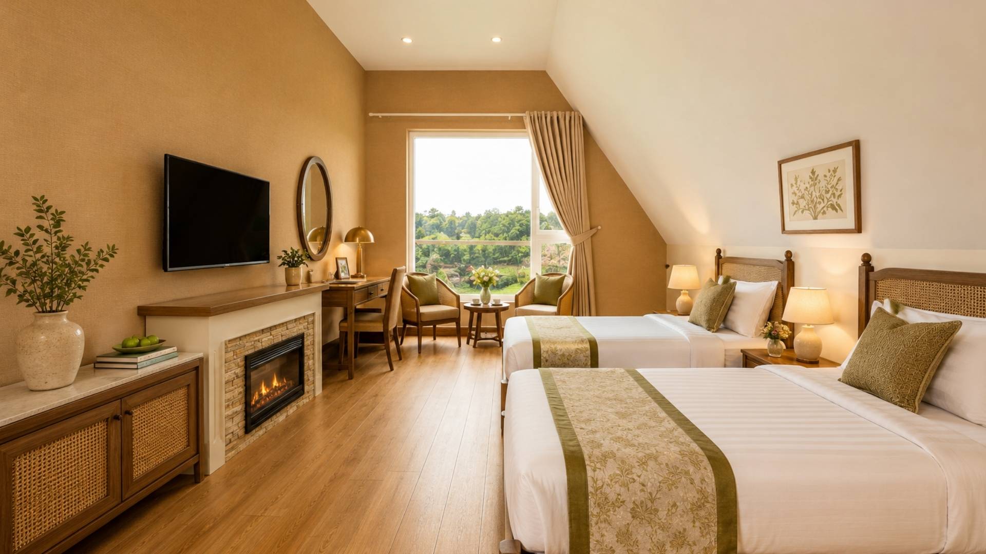 Phòng Twin hiện đại và ấm cúng tại Dalat Wonder Resort