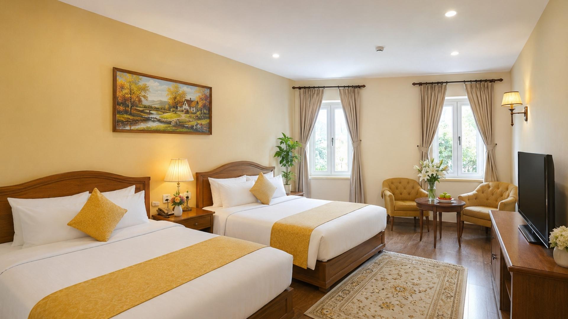 Phòng khách sạn phong cách cổ điển ấm cúng tại Dalat Edensee Lake Resort & Spa
